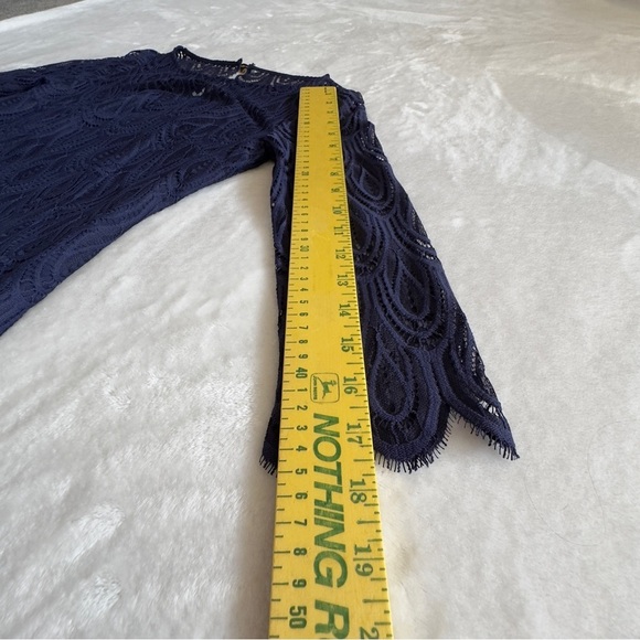 Lilly Pulitzer Hera Lace Dress True Navy Two Tone Feather Lace Size 0 - Picture 15 of 16
